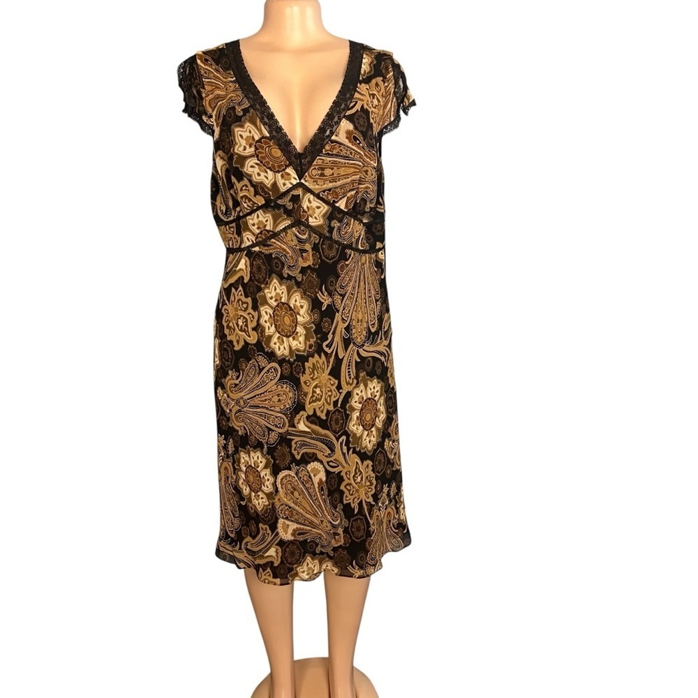 3/$30 ☀️INC International Concepts Y2K Dress Silk Black & Brown Whimsigoth Fairy